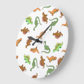 Niedlich Dinosaurier Muster Große Wanduhr (Winkel)