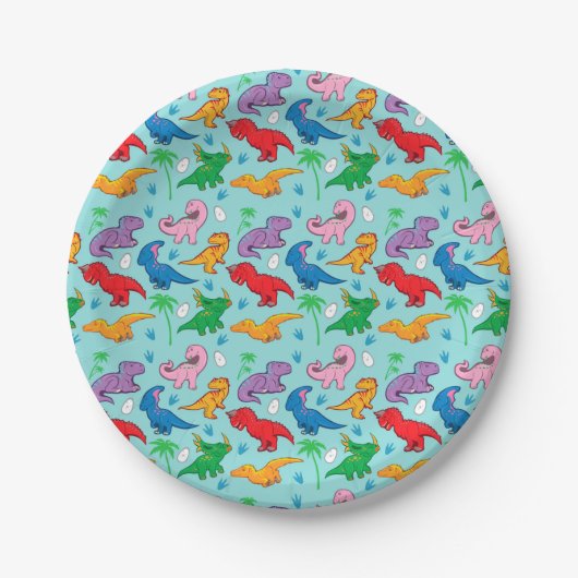 Niedlich Dinosaurier Muster Pappteller (Vorderseite)