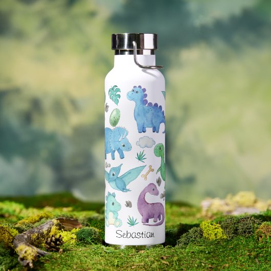 Niedlich Dinosaurier Muster Personalisiert Kids Trinkflasche (Außenbereich)
