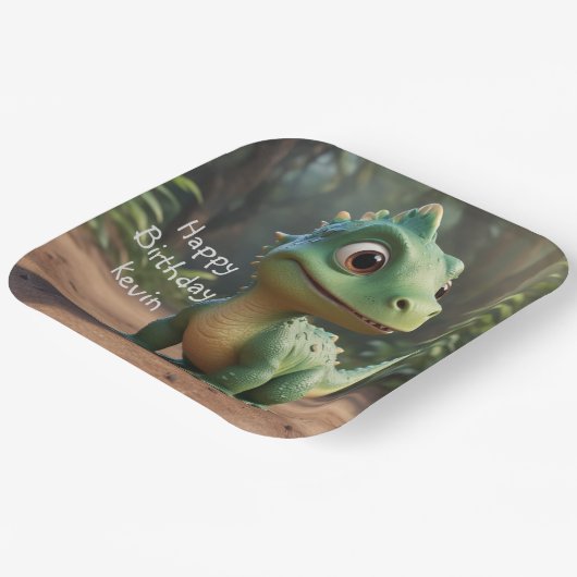 Niedlich Dinosaurier Pappteller (Gewinkelt)