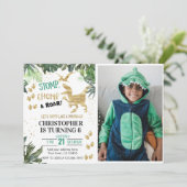 Niedlich Dinosaurier Party Foto Geburtstag Einladung (Stehend Vorderseite)