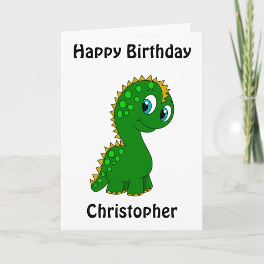 Niedlich Dinosaurier Personalisiert Geburtstag Karte (Vorderseite)