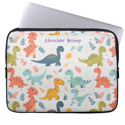 Niedlich Dinosaurier Personalisiert Laptopschutzhülle (Vorderseite)