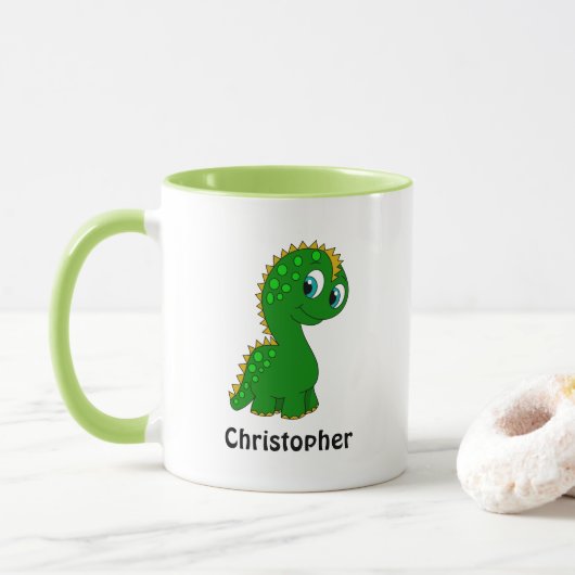 Niedlich Dinosaurier Personalisiert Tasse (Mit Donut)