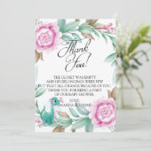 Niedlich Dinosaurier Pink Dankeskarte (Stehend Vorderseite)