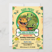 Niedlich Dinosaurier Prähistorischer Cartoon Gebur Einladung (Vorderseite)
