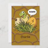 Niedlich Dinosaurier Prähistorischer Cartoon Gebur Einladung (Rückseite)