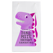Niedlich Dinosaurier Rosa Personalisiert Geburtsta Kleine Geschenktüte (Rückseite)