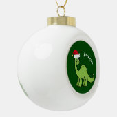 Niedlich Dinosaurier Santa Green Kids Monogram Keramik Kugel-Ornament (Links)