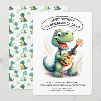 Niedlich Dinosaurier Singing | Dino Music Kinderge Einladung