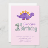 Niedlich Dinosaurier Stegosaurus 1. Geburtstag Par Einladung (Vorne/Hinten)