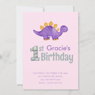 Niedlich Dinosaurier Stegosaurus 1. Geburtstag Par Einladung