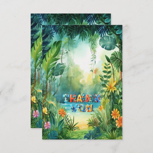 Niedlich Dinosaurier Vielen Dank Karte (Vorne/Hinten)