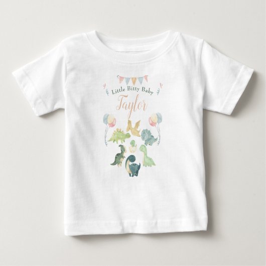 Niedlich Dinosaurier Watercolor Personalisiert Bab Baby T-shirt (Vorderseite)