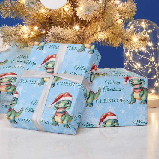 Niedlich Dinosaurier Weihnachten Geschenkpapier (Feiertage)