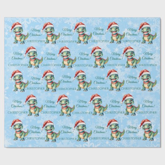 Niedlich Dinosaurier Weihnachten Geschenkpapier (Flach)
