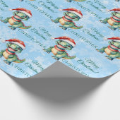Niedlich Dinosaurier Weihnachten Geschenkpapier (Ecke)