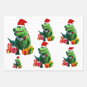 Niedlich Dinosaurier Weihnachten Geschenkpapier Set