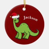 Niedlich Dinosaurier Weihnachten Keramik Ornament (Vorne)