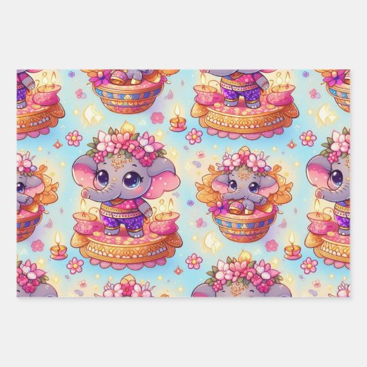 Niedlich Diwali Geschenkpapier Set (Vorderseite 3)