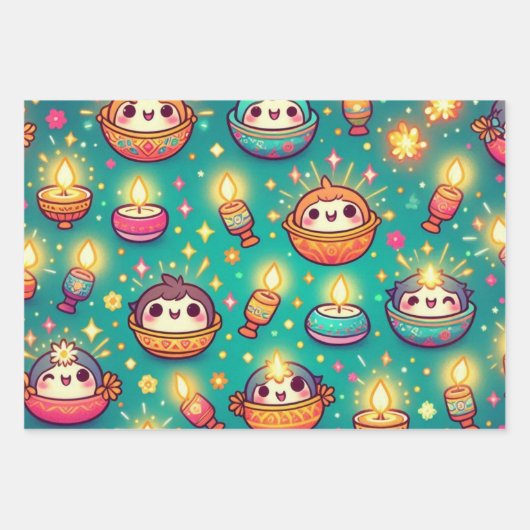 Niedlich Diwali Geschenkpapier Set (Vorderseite 2)