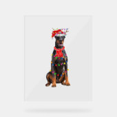 Niedlich Doberman Christmas Tree Lights Dog Lover Acrylschild (Vorderseite)