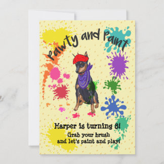 Niedlich Doberman Dog Fun Art Geburtstagsparty Einladung