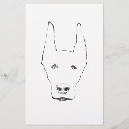 Niedlich Doberman Pinscher Dog Face Sketch Briefpapier (Vorderseite)