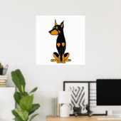 Niedlich Doberman Pinscher Puppy Dog Cartoon Poster (Heimbüro)