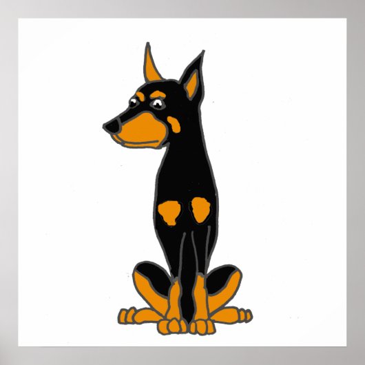 Niedlich Doberman Pinscher Puppy Dog Cartoon Poster (Vorne)