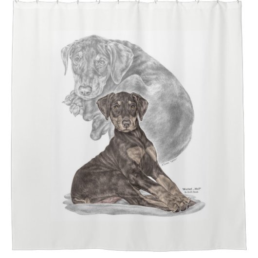 Niedlich Doberman Pinscher Puppy Duschvorhang (Vorderseite)