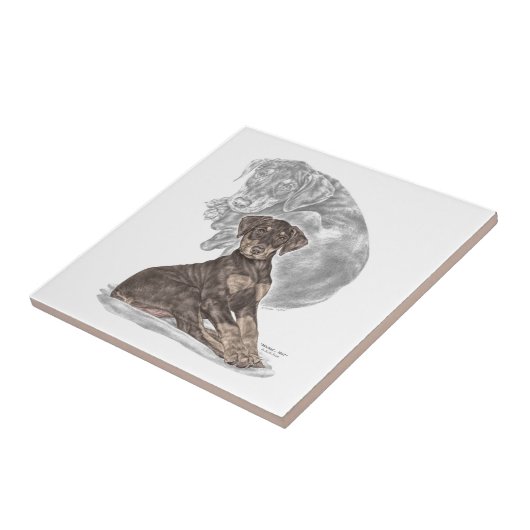 Niedlich Doberman Pinscher Puppy Fliese (Seite)