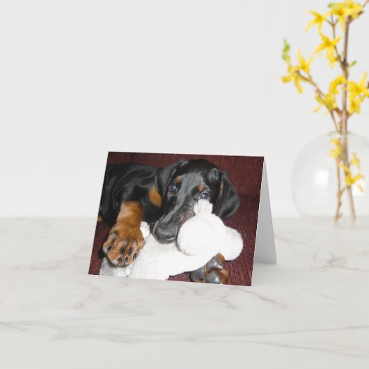 Niedlich Doberman Pinscher Puppy - leere Note Card Karte (Gelbe Blume)