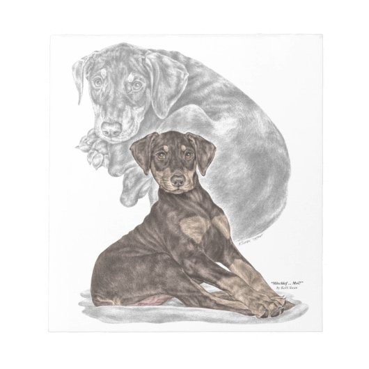Niedlich Doberman Pinscher Puppy Notizblock (Vorderseite)