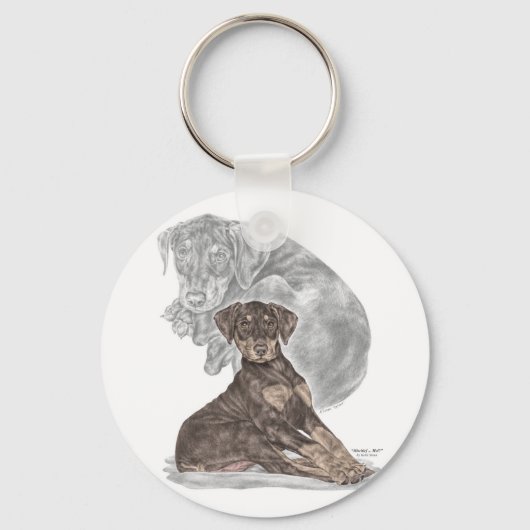 Niedlich Doberman Pinscher Puppy Schlüsselanhänger (Vorderseite)