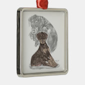 Niedlich Doberman Pinscher Puppy Silbernes Ornament (Rechts)