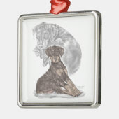 Niedlich Doberman Pinscher Puppy Silbernes Ornament (Links)