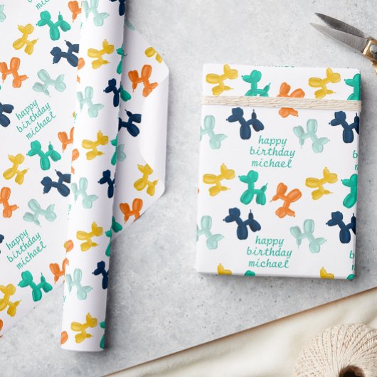 Niedlich Dog Balloon Muster Kindergeburtstag Geschenkpapier