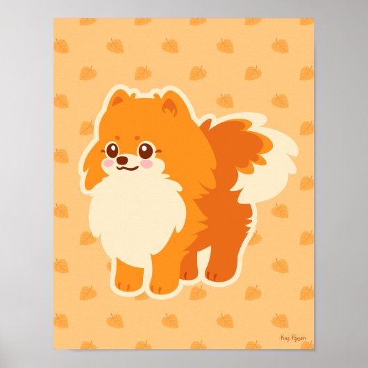 Niedlich Dog Kawaii Spitz Poster (Vorne)