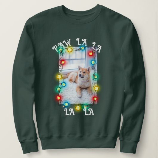 Niedlich Dog Paw la Pet Weihnachts-Foto Sweatshirt (Design vorne)