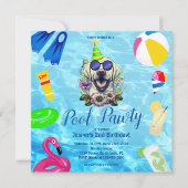 Niedlich Dog Pool Party Geburtstag Einladung (Vorderseite)