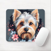 Niedlich Dog Yorkshire Terrier Blume Mousepad (Mit Mouse)