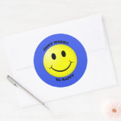 Niedlich Don't beunry Be Happy Smiley Blue Aufkleb Runder Aufkleber (Umschlag)