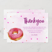 Niedlich Donut, ein Mädchen 1. Geburtstag Dankeskarte (Vorne/Hinten)