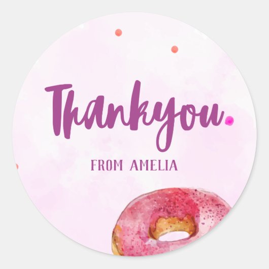 Niedlich Donut, ein Mädchen 1. Geburtstag Runder Aufkleber (Vorderseite)