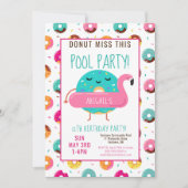 Niedlich Donut Flamingo Birthday Pool Party Girls Einladung (Vorderseite)