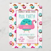 Niedlich Donut Flamingo Birthday Pool Party Girls Einladung (Vorne/Hinten)