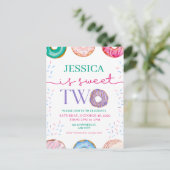 Niedlich Donut Party Sweet zwei 2. Geburtstag Postkarte (Stehend Vorderseite)