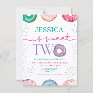 Niedlich Donut Party Sweet zwei 2. Geburtstag Postkarte