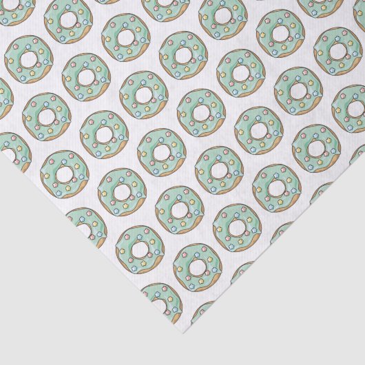 Niedlich Donut Rings Aquamarin Zuckerguss Muster Seidenpapier (Ausschnitt)